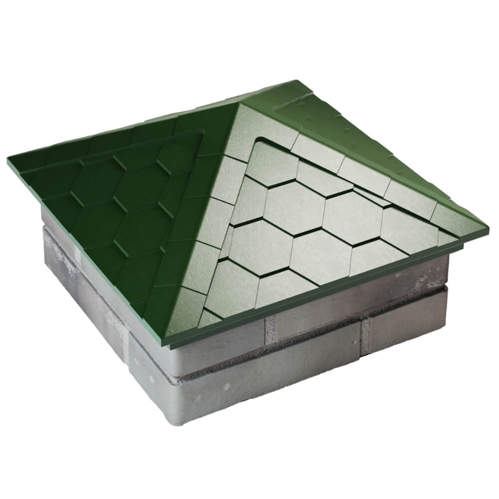Колпак Zking Эверест Зеленый на столб 1.5х1.5 кирпича (390х390мм) в Костроме фото