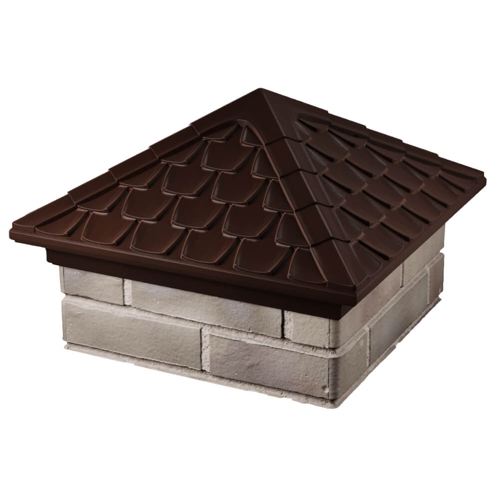 Колпак Zking Эльбрус Коричневый на столб 1.5х1.5 кирпича (385х385мм) в Костроме фото