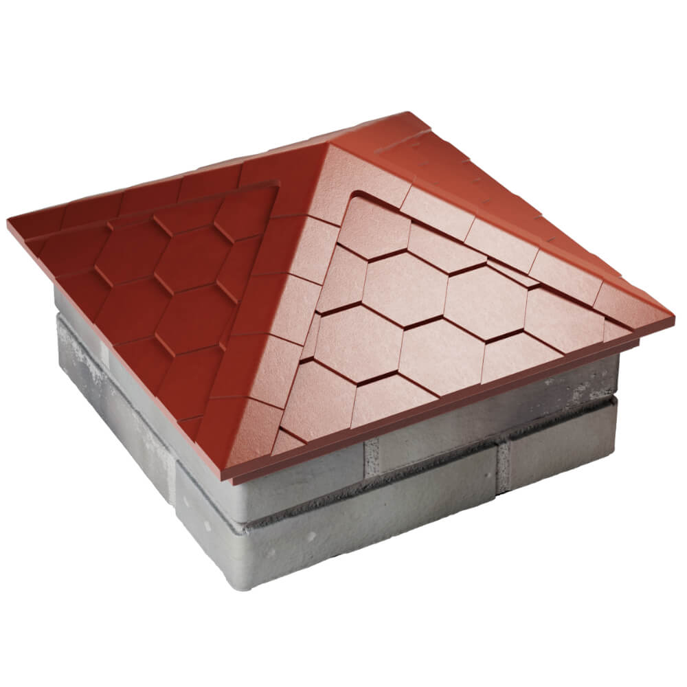 Колпак Zking Эверест Красный на столб 1.5х1.5 кирпича (390х390мм) в Костроме фото