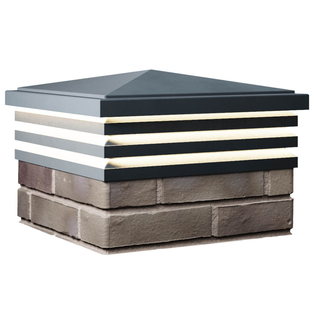 Колпак Zking Бона ХайТек Серый на столб 1.5х1.5 кирпича (385х385мм) с подсветкой в Костроме фото