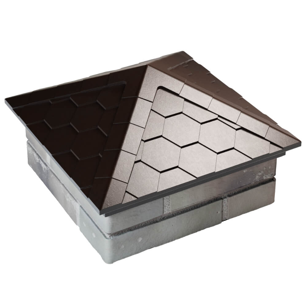 Колпак Zking Эверест Коричневый на столб 1.5х1.5 кирпича (390х390мм) в Костроме фото