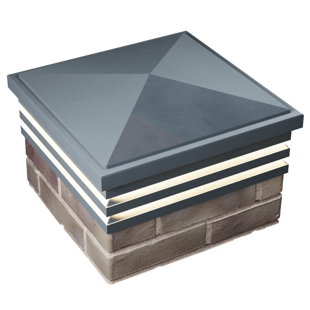 Колпак Zking Бона ХайТек Серый на столб 1.5х1.5 кирпича (385х385мм) с подсветкой в Костроме фото