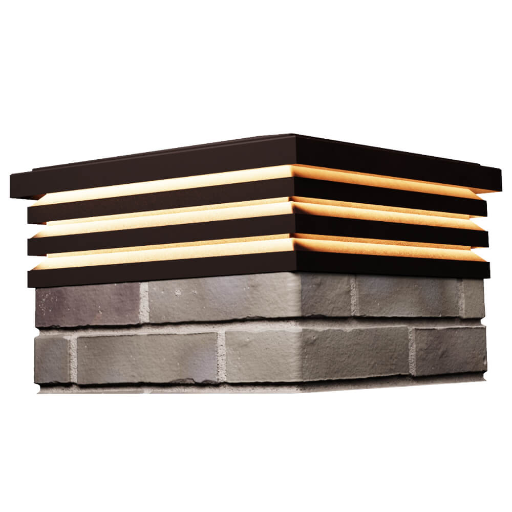 Колпак Zking Бона ХайТек Коричневый на столб 1.5х1.5 кирпича (385х385мм) с подсветкой в Костроме фото