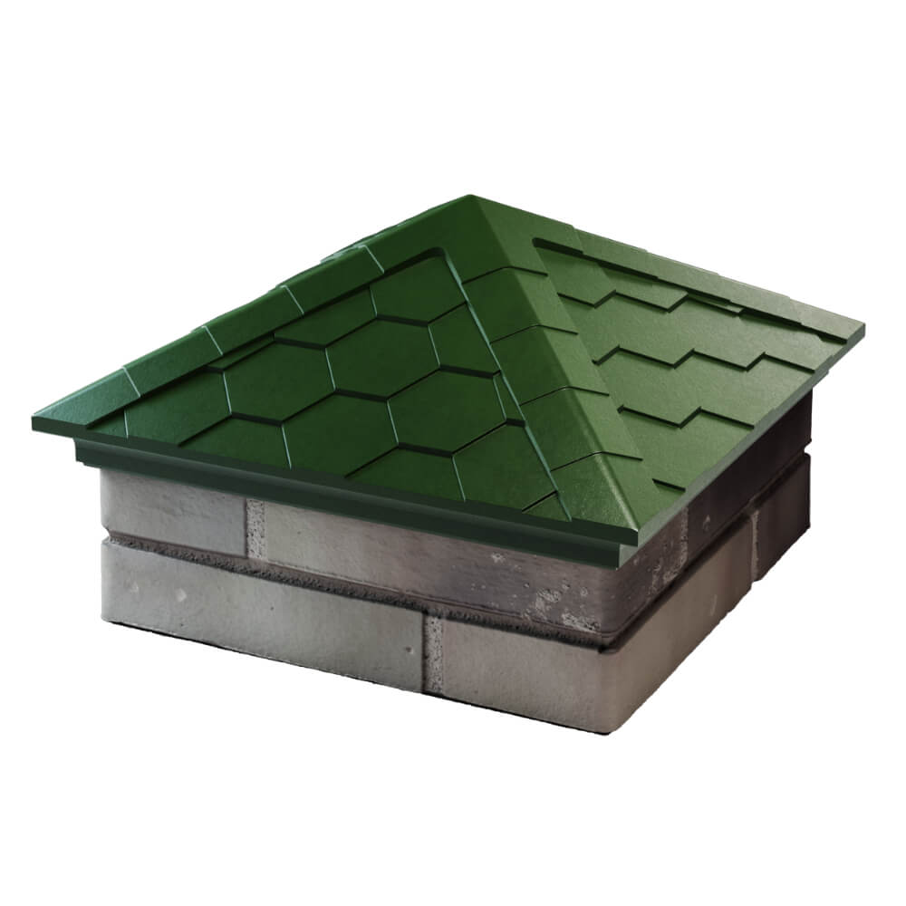 Колпак Zking Эверест Зеленый на столб 1.5х1.5 кирпича (390х390мм) в Костроме фото