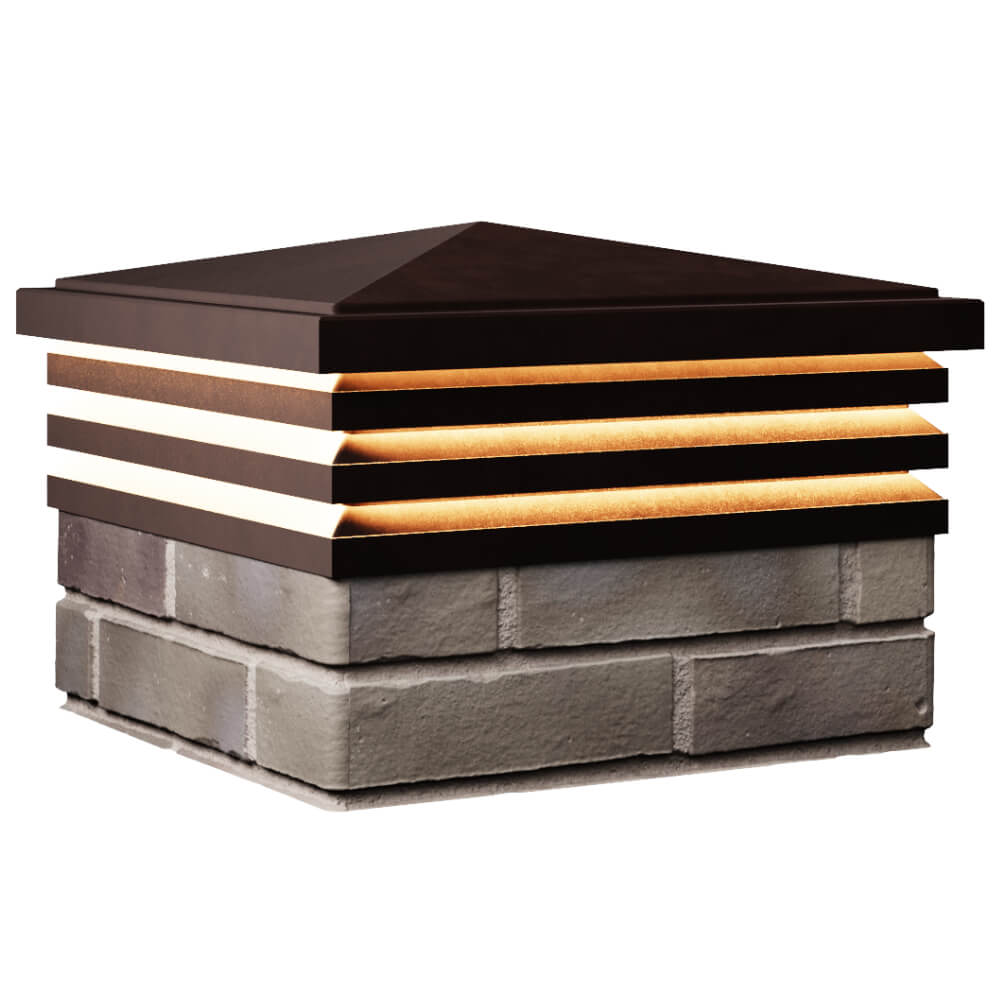 Колпак Zking Бона ХайТек Коричневый на столб 1.5х1.5 кирпича (385х385мм) с подсветкой в Костроме фото