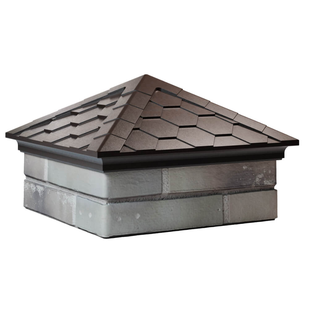 Колпак Zking Эверест Коричневый на столб 1.5х1.5 кирпича (390х390мм) в Костроме фото