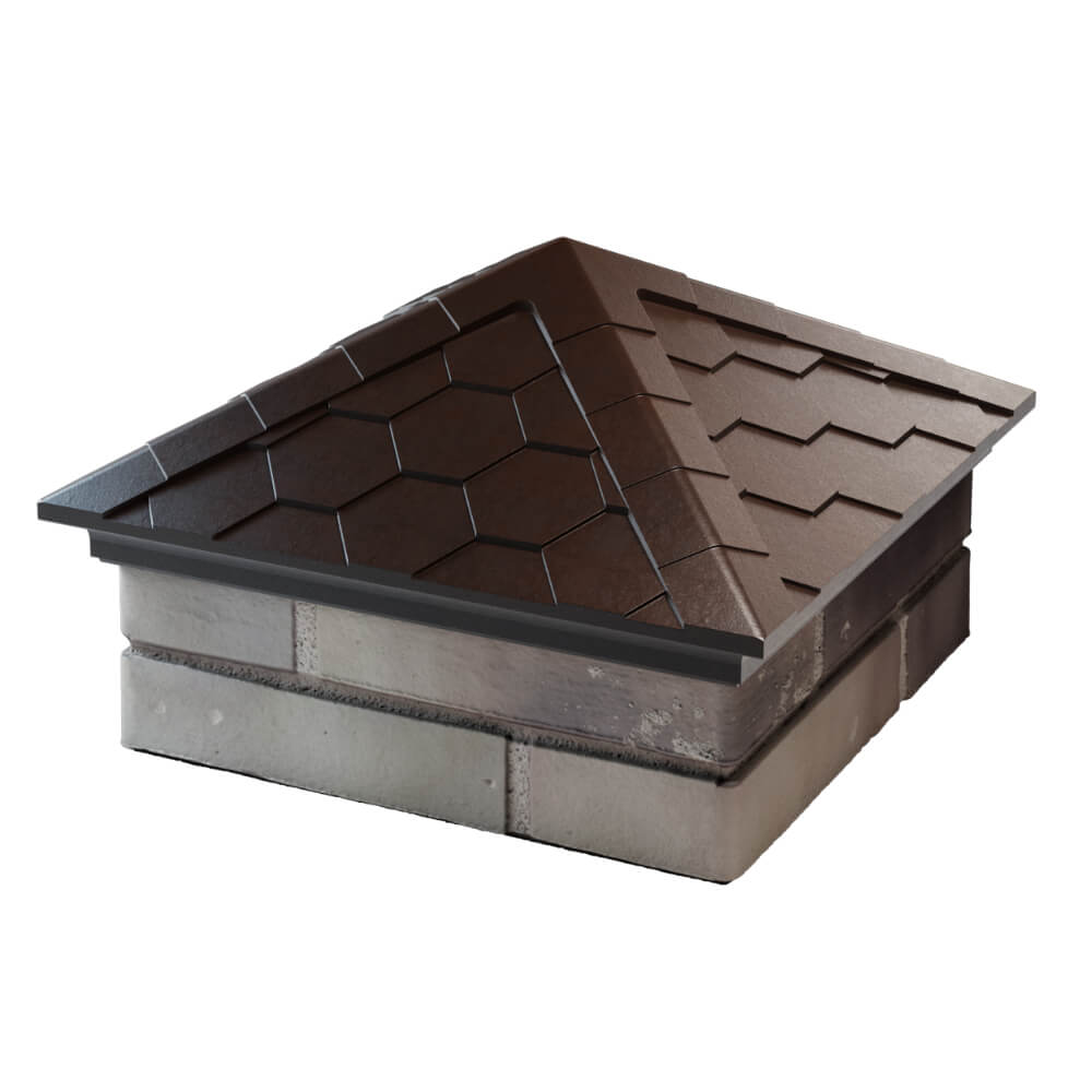 Колпак Zking Эверест Коричневый на столб 1.5х1.5 кирпича (390х390мм) в Костроме фото